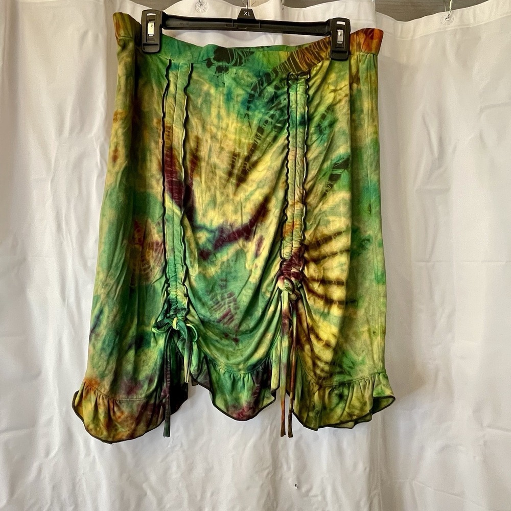 Jayli Women Sz L Tie Dye Isla Skirt Fairy Cut Hem Cinch Tie Boho Hippie Festival - Picture 2 of 7